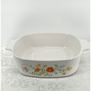 CorningWare 2 Qt A-2-B Square Casserole Dish Wildflower Floral Design Lid not in